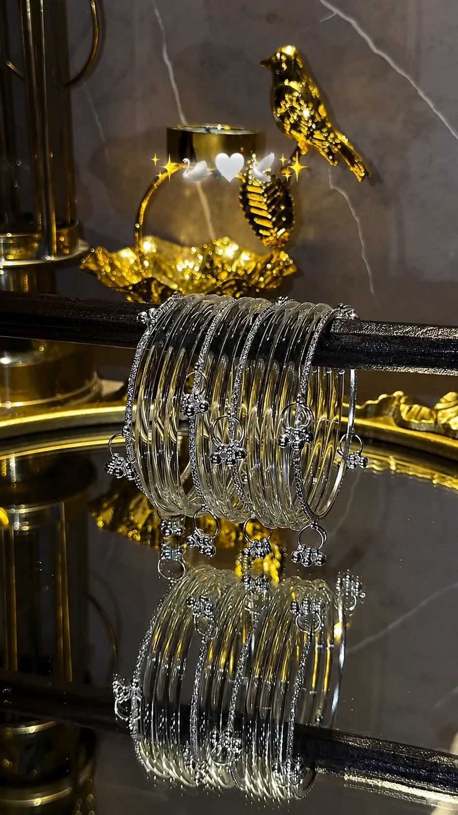 Silver Ghungroo Bangle Stack